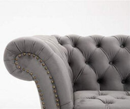 D Pro T Homeware Handmade Chesterfield 3-Seater, 2-Seater, & 1.5-Seater Grey Velvet Sofa Set - thumbnail 4