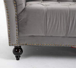 D Pro T Homeware Handmade Chesterfield 3-Seater, 2-Seater, & 1.5-Seater Grey Velvet Sofa Set - thumbnail 5