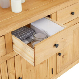 Mews Panama Country Sideboard 3 Door 3 Drawer Cabinet Solid Pine Light Fiesta Wax - thumbnail 5