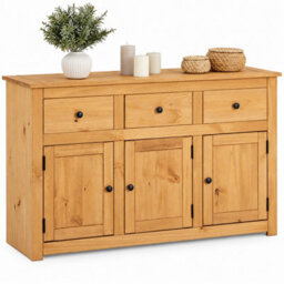 Mews Panama Country Sideboard 3 Door 3 Drawer Cabinet Solid Pine Light Fiesta Wax - thumbnail 2