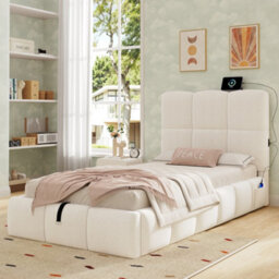 Single Upholstered Hydraulic Storage Bed With Headboard And Large Storage Space - thumbnail 2