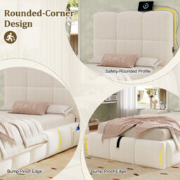Single Upholstered Hydraulic Storage Bed With Headboard And Large Storage Space - thumbnail 6