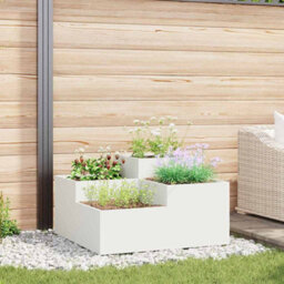 Berkfield Garden Planter White 100 X 100 X 48 Cm Steel