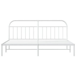 Berkfield Metal Bed Frame With Headboard White 200X200 Cm - thumbnail 6