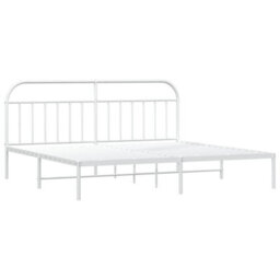 Berkfield Metal Bed Frame With Headboard White 200X200 Cm - thumbnail 5