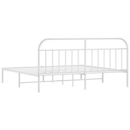 Berkfield Metal Bed Frame With Headboard White 200X200 Cm - thumbnail 8