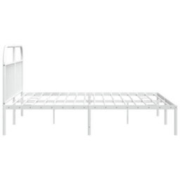 Berkfield Metal Bed Frame With Headboard White 200X200 Cm - thumbnail 7