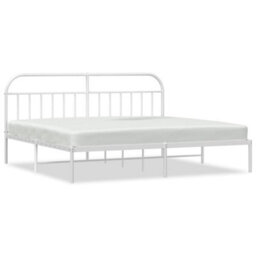 Berkfield Metal Bed Frame With Headboard White 200X200 Cm - thumbnail 2