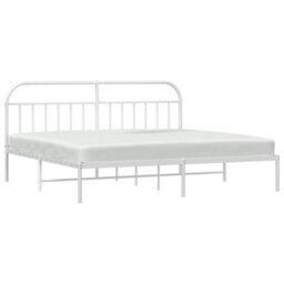 Berkfield Metal Bed Frame With Headboard White 200X200 Cm - thumbnail 4
