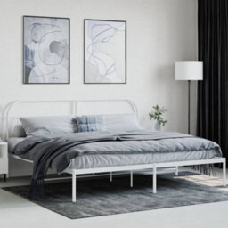 Berkfield Metal Bed Frame With Headboard White 200X200 Cm - thumbnail 3