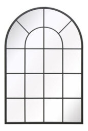 Mirroroutlet The Arcus Black Framed Arched Window Garden Mirror 120Cm X 80Cm - thumbnail 2