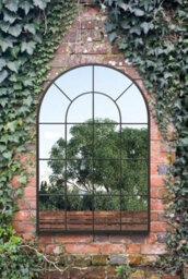 Mirroroutlet The Arcus Black Framed Arched Window Garden Mirror 120Cm X 80Cm - thumbnail 5