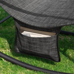 Sobuy Ogs47-Ms, Indoor Outdoor Garden Rocking Sun Lounger Recliner Relaxing Chair With Side Bag, Black,w145Xd57Xh82 - thumbnail 5
