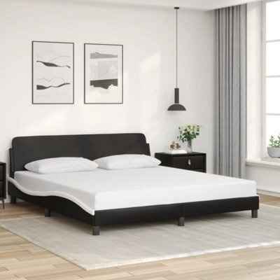 Berkfield Bed Frame Without Mattress Black And White 180X200 Cm Super King Faux Leather - image 1