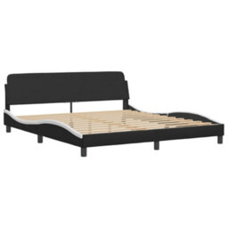 Berkfield Bed Frame Without Mattress Black And White 180X200 Cm Super King Faux Leather - thumbnail 3