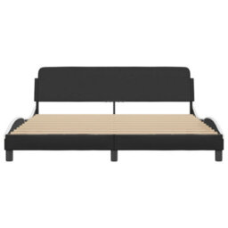 Berkfield Bed Frame Without Mattress Black And White 180X200 Cm Super King Faux Leather - thumbnail 4