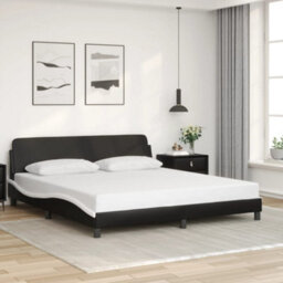 Berkfield Bed Frame Without Mattress Black And White 180X200 Cm Super King Faux Leather