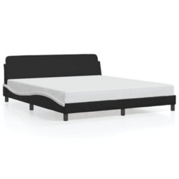 Berkfield Bed Frame Without Mattress Black And White 180X200 Cm Super King Faux Leather - thumbnail 2