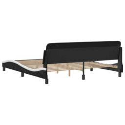 Berkfield Bed Frame Without Mattress Black And White 180X200 Cm Super King Faux Leather - thumbnail 6