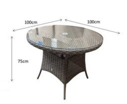 Signature Weave Florence Wicker 4 Seater Round Dining Table Brown 100Cm - thumbnail 1