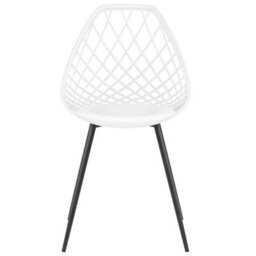 Beliani Nordic Luxe Set Of 2 White Synthetic Dining Chairs With Black Metal Legs, Net-Back Scandinavian Style - thumbnail 1