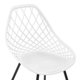 Beliani Nordic Luxe Set Of 2 White Synthetic Dining Chairs With Black Metal Legs, Net-Back Scandinavian Style - thumbnail 7