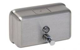 Holcombe Trading Horizontal Stainless Steel Soap Dispenser Push Button 1200 Ml Bulk Fill.