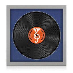 "16X16"" Light Grey Modern Vinyl Record Frame With Blue Mount For 12 Inch Lp Disc - Ak Frames" - thumbnail 1
