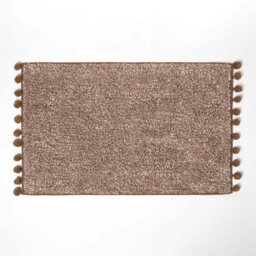 Homescapes Tufted Chocolate Brown 100% Cotton Bath Mat With Pom Pom Edges 50 X 80 Cm
