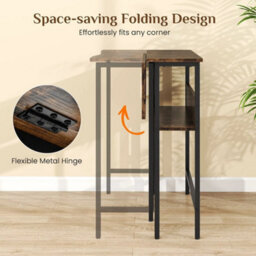Industrial Fold Away Desk Rustic Brown Small Workstation For Apartments - thumbnail 6