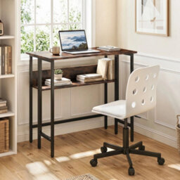 Industrial Fold Away Desk Rustic Brown Small Workstation For Apartments - thumbnail 1