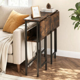 Industrial Fold Away Desk Rustic Brown Small Workstation For Apartments - thumbnail 4