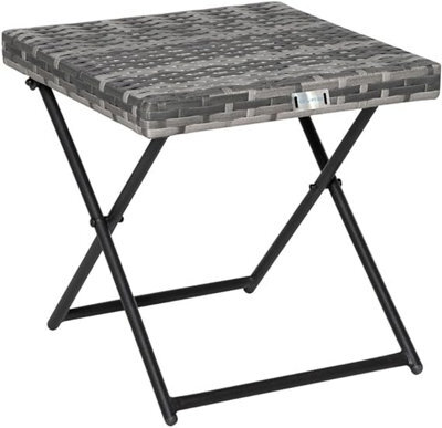 Evre Capri Folding Side Rattan Table Outdoor, Gardens, Camping Lightweight Wicker & Portable - Grey - image 1