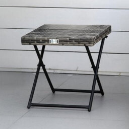 Evre Capri Folding Side Rattan Table Outdoor, Gardens, Camping Lightweight Wicker & Portable - Grey - thumbnail 2