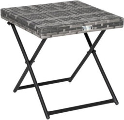 Evre Capri Folding Side Rattan Table Outdoor, Gardens, Camping Lightweight Wicker & Portable - Grey