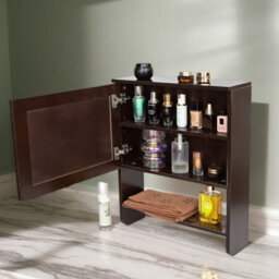 Gr8 Home Bathroom Storage Wall Mounted Cabinet Wooden Brown Door Cupboard Shelf Organiser