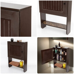 Gr8 Home Bathroom Storage Wall Mounted Cabinet Wooden Brown Door Cupboard Shelf Organiser - thumbnail 3