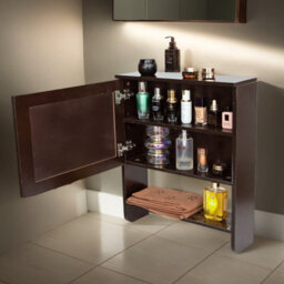 Gr8 Home Bathroom Storage Wall Mounted Cabinet Wooden Brown Door Cupboard Shelf Organiser - thumbnail 2