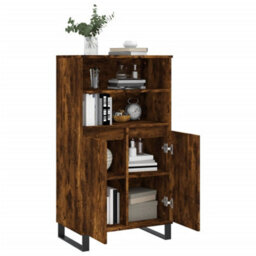 Berkfield Modern Highboard Smoked Oak 60X36X110 Cm Engineered Wood - thumbnail 4