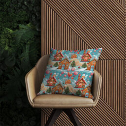 Warren Reed Designer Christmas Gingerbread House Outdoor Cushion 45Cm X 45Cm - thumbnail 2