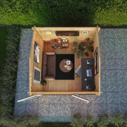Waltons 3M X 3M Home Office Wooden Log Cabin 44mm Upvc Windows And Doors - Grey - thumbnail 3