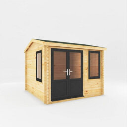 Waltons 3M X 3M Home Office Wooden Log Cabin 44mm Upvc Windows And Doors - Grey - thumbnail 1