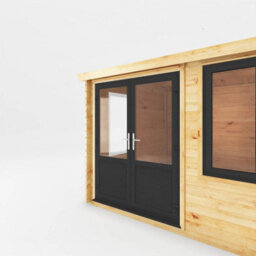 Waltons 3M X 3M Home Office Wooden Log Cabin 44mm Upvc Windows And Doors - Grey - thumbnail 8