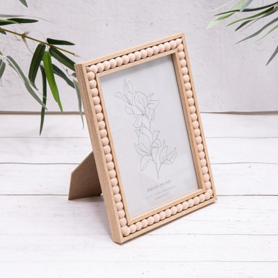 "Annibells Natural Wood Beaded Bobbin Photo Frames (16985) - 5X7""" - image 1