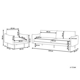 Beliani Living Room Set 4 Seater Vinterbro Velvet Grey - thumbnail 3