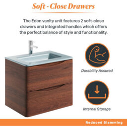 Plum&clay Eden Redwood Wall Hung Vanity Unit With White Glass Basin (W)600mm - thumbnail 6