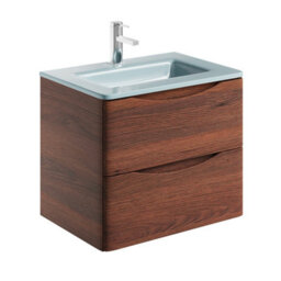 Plum&clay Eden Redwood Wall Hung Vanity Unit With White Glass Basin (W)600mm