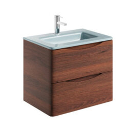 Plum&clay Eden Redwood Wall Hung Vanity Unit With White Glass Basin (W)600mm - thumbnail 4