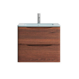 Plum&clay Eden Redwood Wall Hung Vanity Unit With White Glass Basin (W)600mm - thumbnail 2