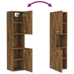 Berkfield Bathroom Cabinet Smoked Oak 30X30X130 Cm Engineered Wood - thumbnail 9